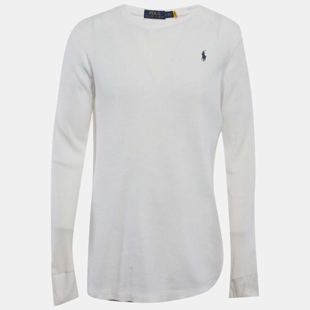 Polo Ralph Lauren White Cotton Knit Crew Neck Pullover L